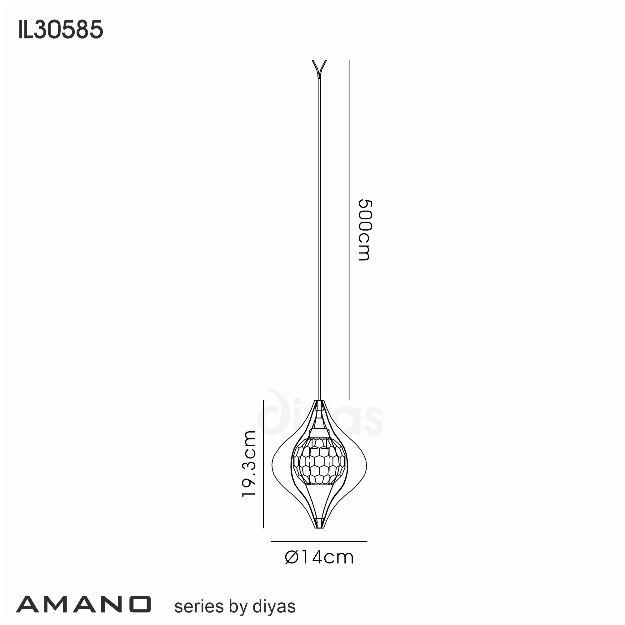 Amano 18cm Round Pendant, 3 Light Adjustable G9, Polished Chrome/Crystal IL31851CH  Diyas Amano